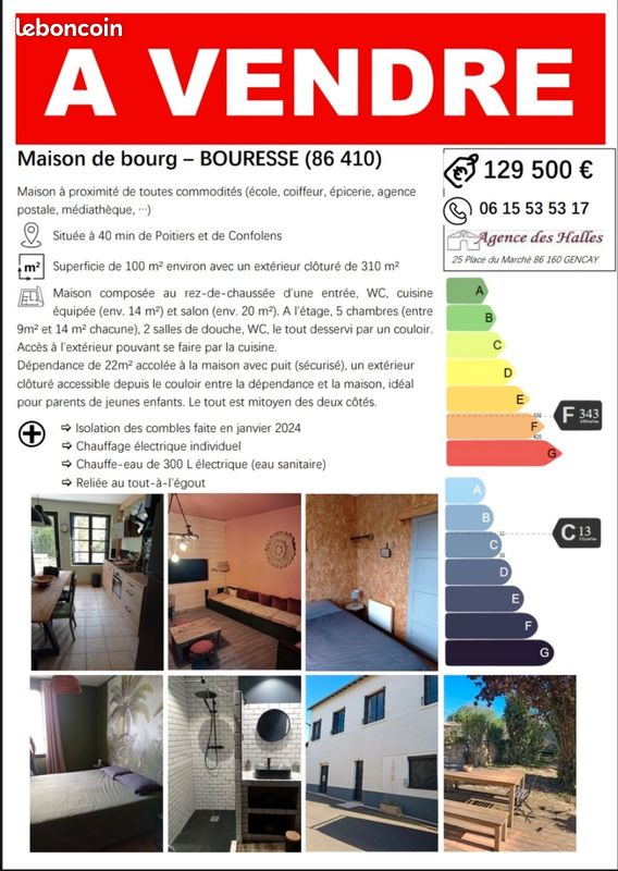 Maison 7 pièces 100 m² · à Bouresse · 100 m² · 129 500 €