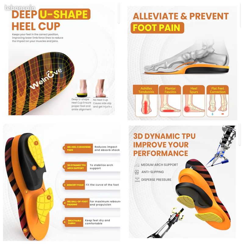 Semelles Orthopédiques Dr. Scholl's Advanced Relief - Taille 42 Hommes / 42.5 Femmes - Pour Chaussures De Travail, Bottes - Soutien Voûte Plantaire, Fasciite