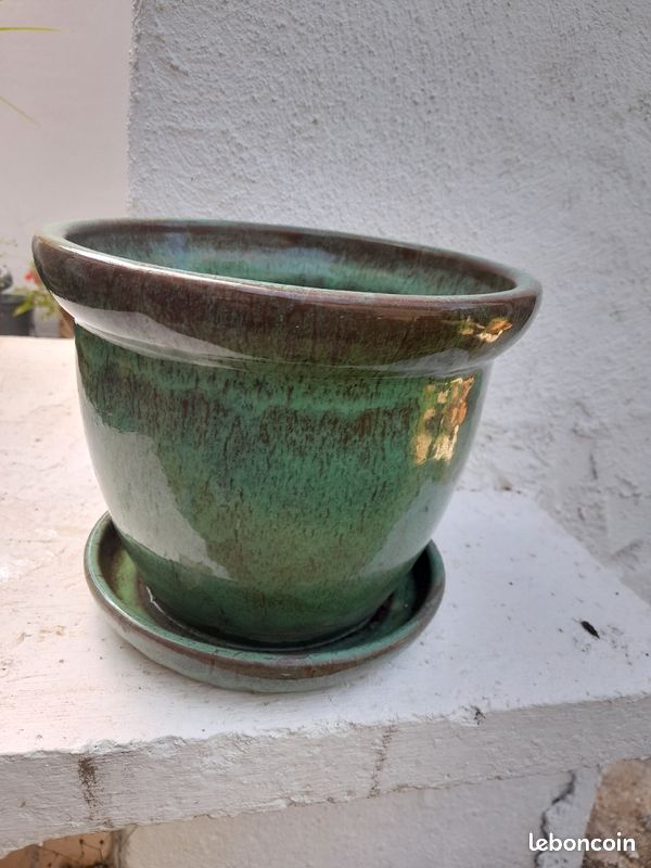 Vase terre/ceramique vert (image 3)