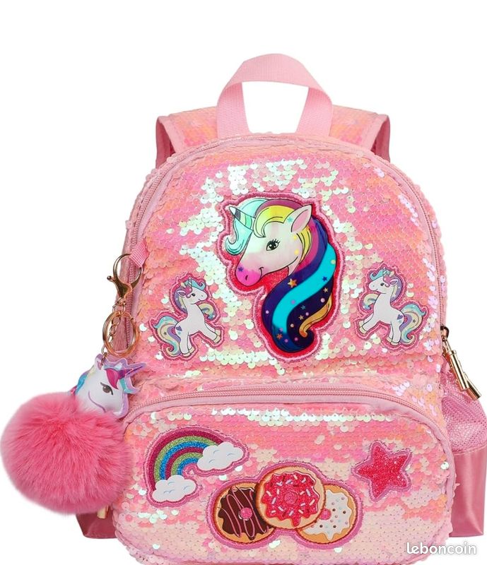 Sac à Dos Fille Licorne Petites Paillettes Cartable Enfant