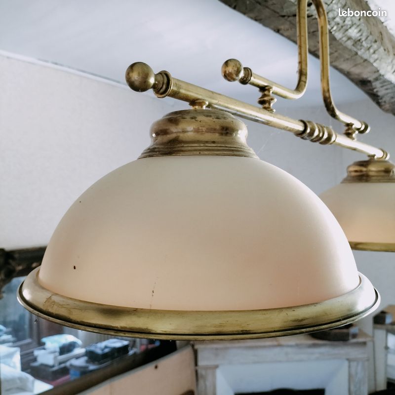 Lustre de billard en laiton avec 2 globes en verre - LV31 (image 5)