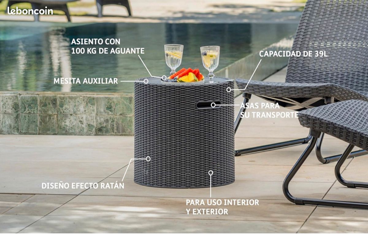 Keter Cool Stool Fridge Glacière/table d'appoint Multifunctional, Cappuccino (image 1)