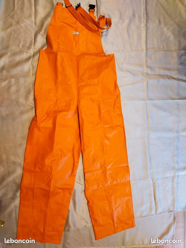 Salopette de pêche en PVC orange Taille L