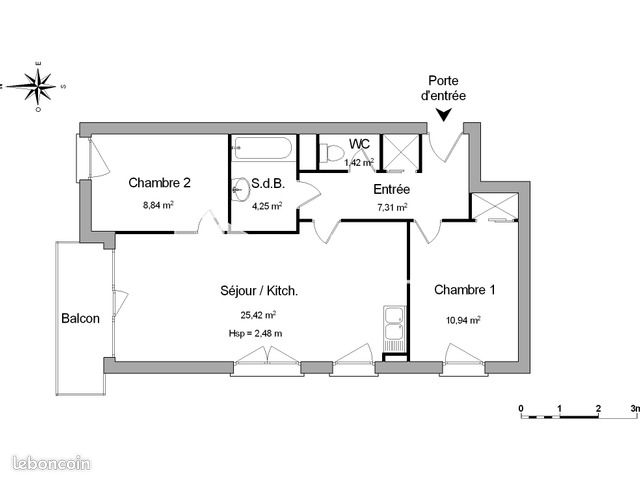 Appartement a louer saint-brieuc - 3 pièce(s) - 58 m2 - Surfyn