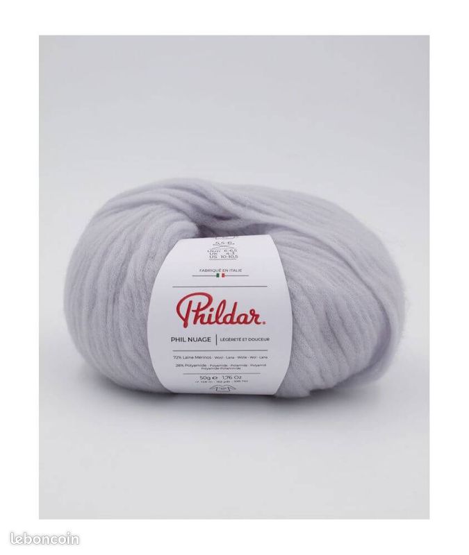 2 Pelotes De Laine Phildar Phil Chéri Perle - Gris, Polyester, Aiguille 3, Neuves