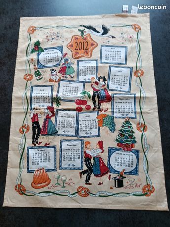 ANCIEN TORCHON 1978 TISSU VINTAGE CALENDRIER Coton EUR 10,00 - FR