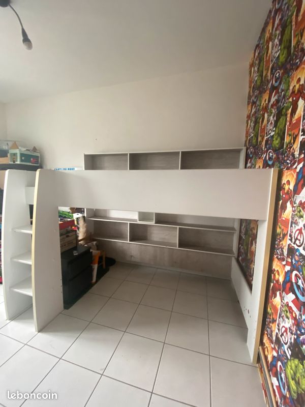 Lit superposé blanc avec rangements (image 3)