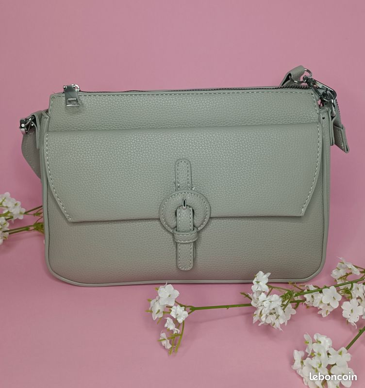 Sac à main couleur Gris avec bandoulière assortie (image 2)