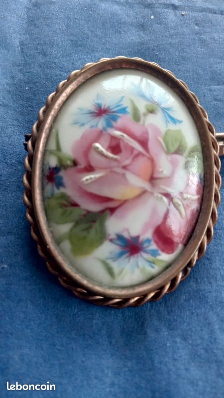 Broche porcelaine limoge ancienne (image 2)