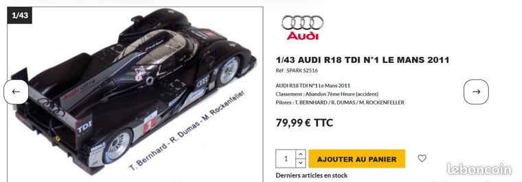 Spark Audi R18 TDI Le Mans 2011 - N°1, équipe Joest, échelle 1/43