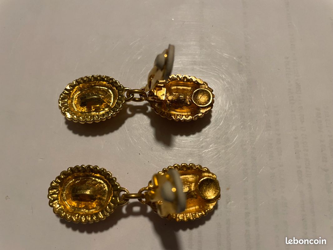 Boucles D'oreilles Vintage Antigona Paris - Verre - Occasion - Bijou Rétro