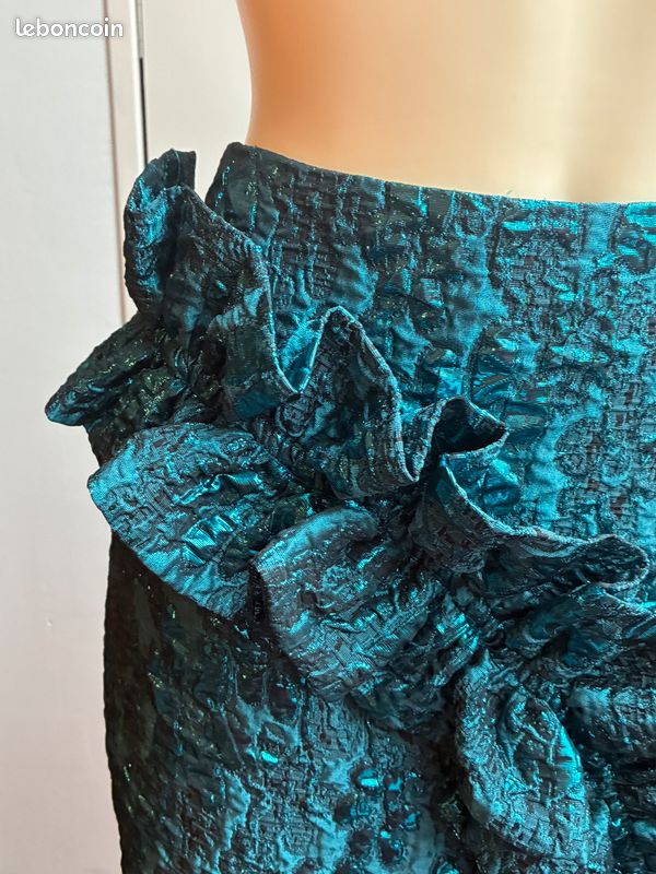 Mini Jupe Zara Trafaluc Pop Up Dorée En Daim Vert Foncé - Taille S - Occasion Très Bon état