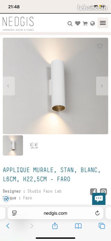 Applique Murale Faro Barcelona FRAME Vieil Or/Blanc Avec Lecteur LED