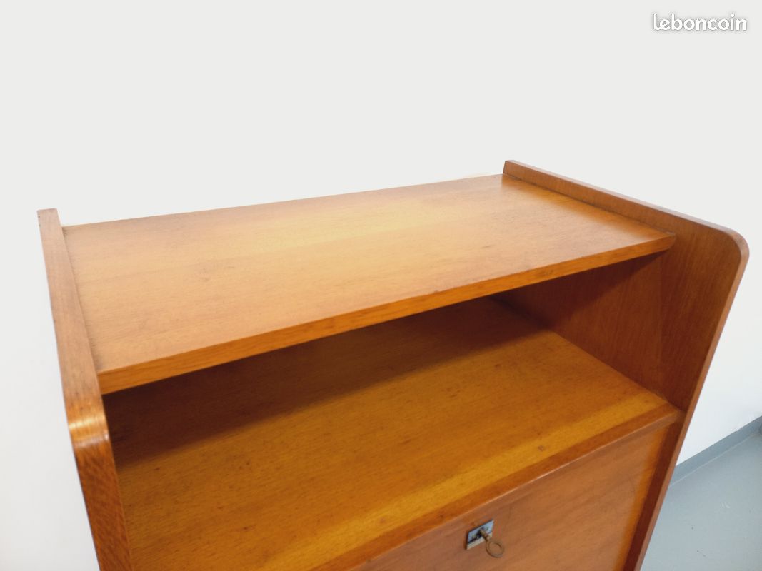 Meuble de rangement secrétaire vintage en bois de chêne des années 50 60 (image 6)