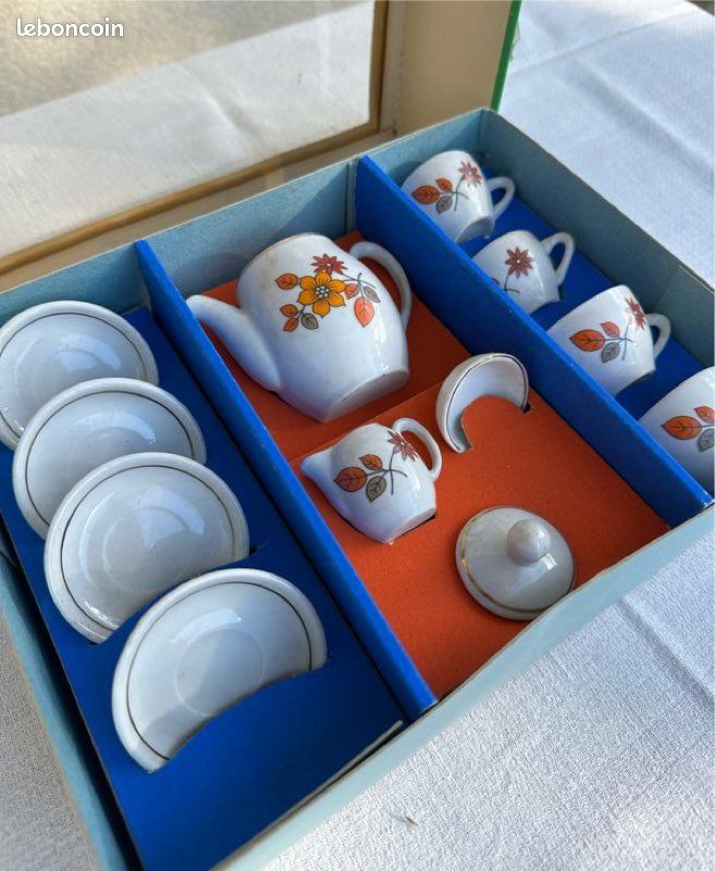 Service à Thé Pour Enfants 13 Pièces – Motif Sirène, En Porcelaine – Avec Mallette Carton (Cadeau Fille)