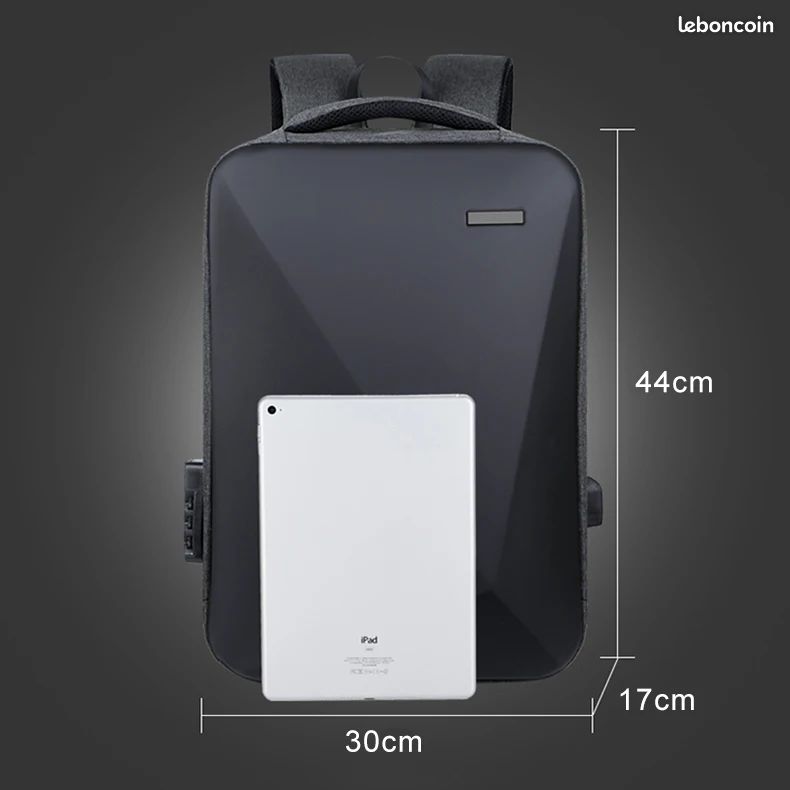 Sac à Dos pour Ordinateur Portable Idéal Pour Voyages Etanche Antivol Prise USB (image 8)