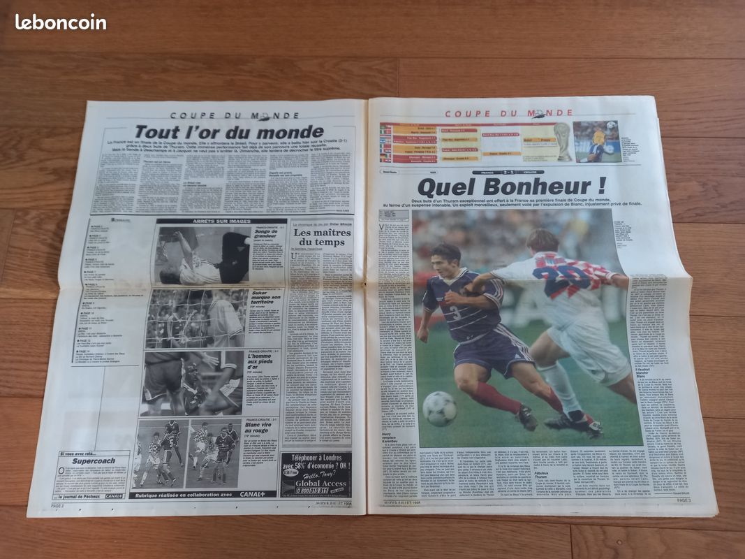Journal L'Équipe Du 9 Juillet 1998 - France Croatie, Buts De Thuram - Édition Historique