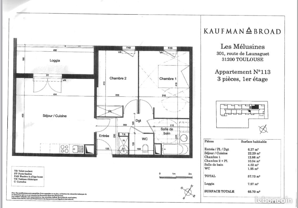 Appartement 3 pièces 66 m² · à Toulouse · 66 m² · 650 €/mois