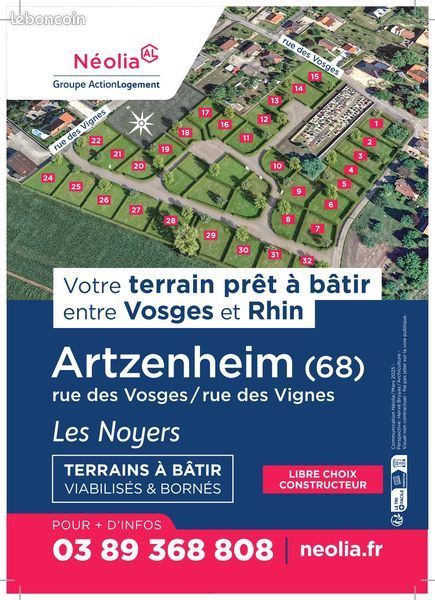 Terrain 364 m² · à Artzenheim · 364 m² · 72 722 €