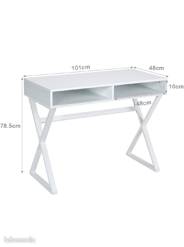 Bureau en bois avec pieds métal en X (image 4)