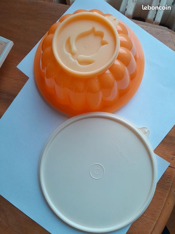 Moule à Charlotte Tupperware Vintage - Orange Et Blanc, Avec Couvercle, Neuf