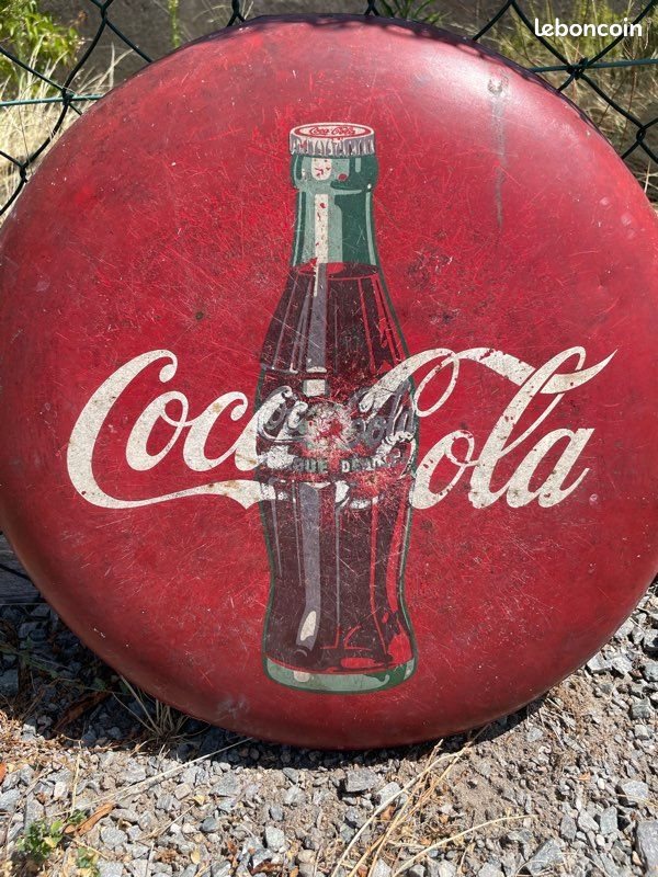 Ancienne enseigne tôle peinte bouton coca colas (image 2)