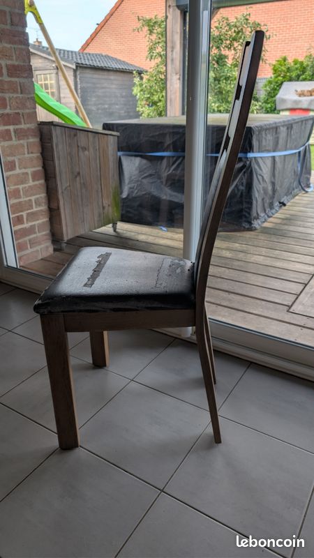 Lot de 6 chaises chêne massif et skai (image 4)
