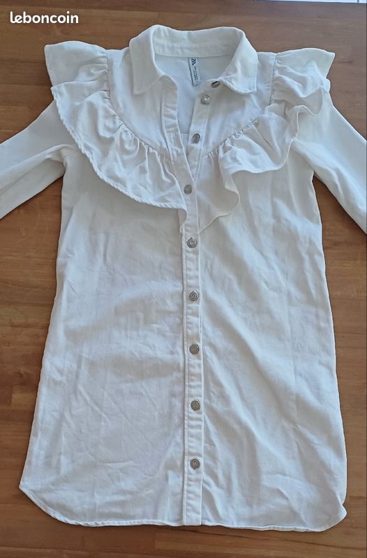 Robe en jean blanche manches longues Zara XS Vêtements