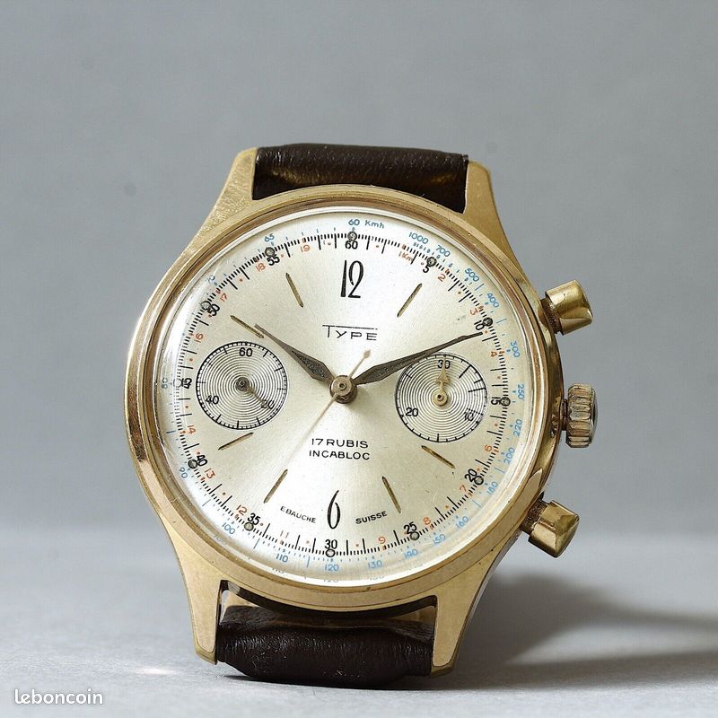 Très jolie montre mécanique Chronographe TYPE - Mécanisme Venus 188 - NOS (image 2)