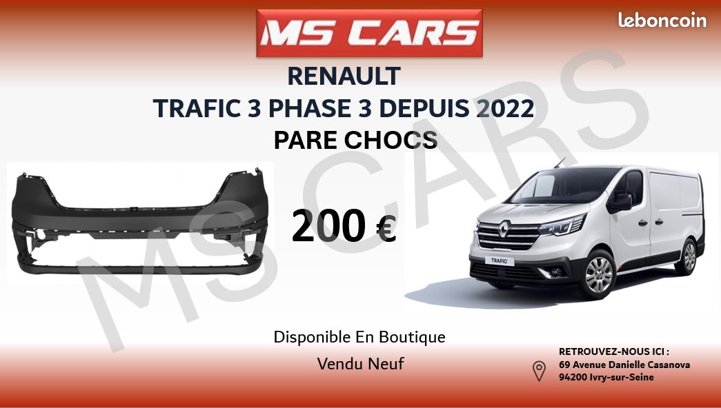 Pare chocs renault trafic 3 phase 3 depuis 2022 (image 1)