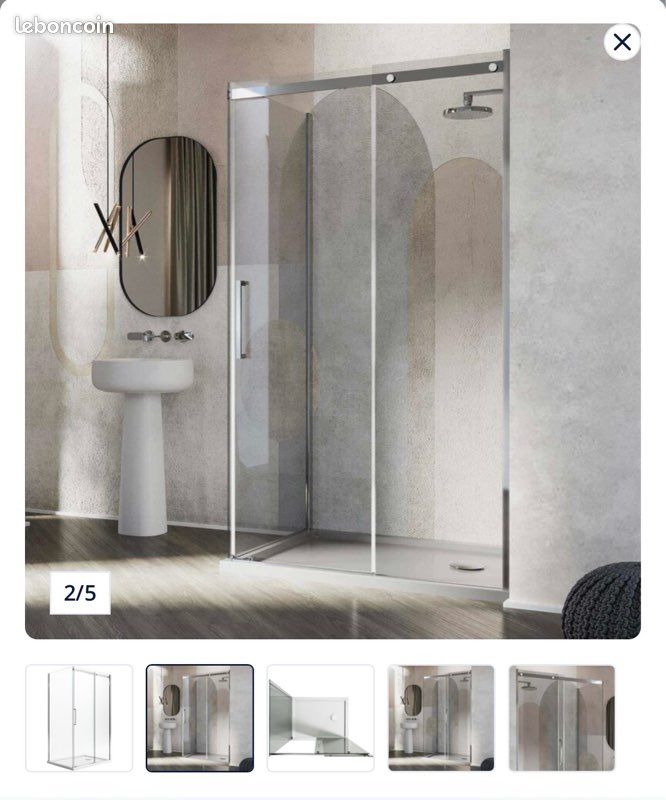 Paroi de douche angulaire 8mm Neuve emballée (image 1)