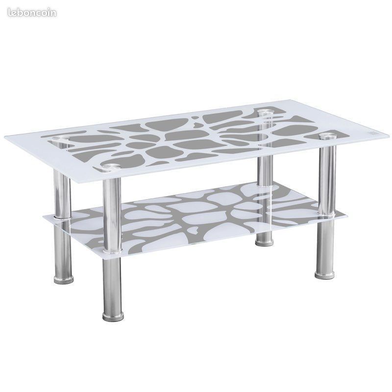 Table Basse Noir/Blanc en verre (image 2)