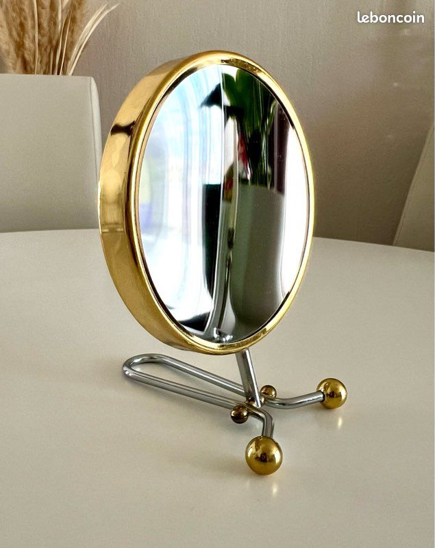 Miroir De Vanité Vintage Double Face – Pivotant – Porcelaine Fleurie – 12 Pouces