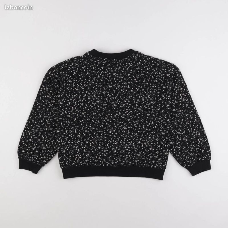 Sweat-shirt IKKS Pour Fille 10 Ans - Blanc/gris à Motifs Taches, Manches Longues, Coton, Parfait état