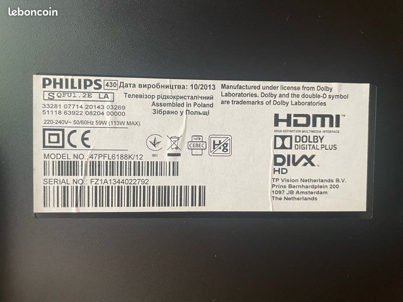 TV Philips 47PFL6907 avec défaut led rouge (image 3)