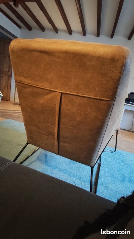 Fauteuil marron clair et relève pied (image 9)