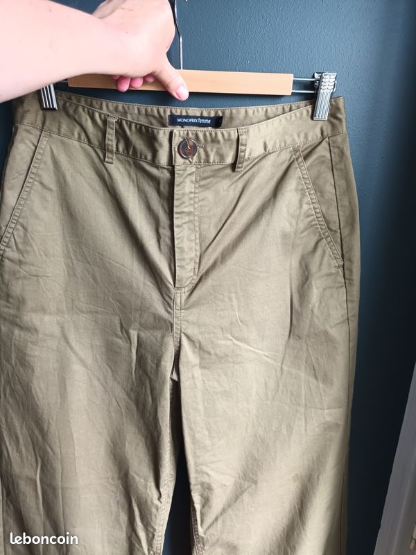 Pantalon large femme T 40 kaki (image 4)