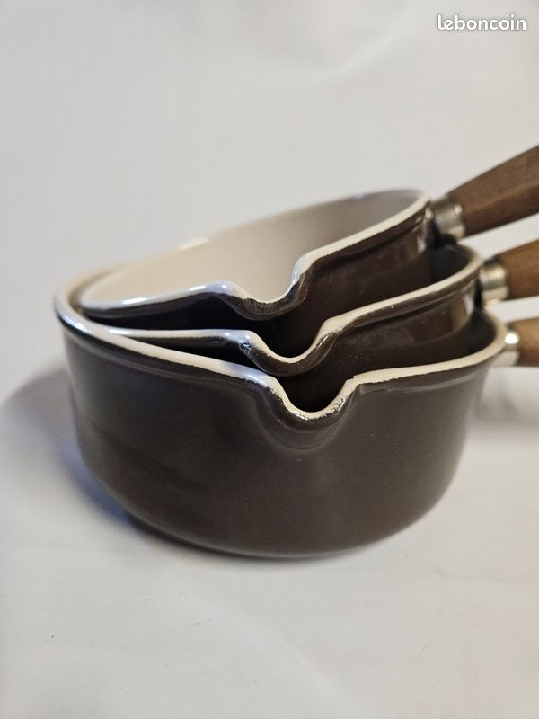 Lot De 3 Casseroles Le Creuset Fonte émaillée Marron - N°14, 16, 18 - Vintage France