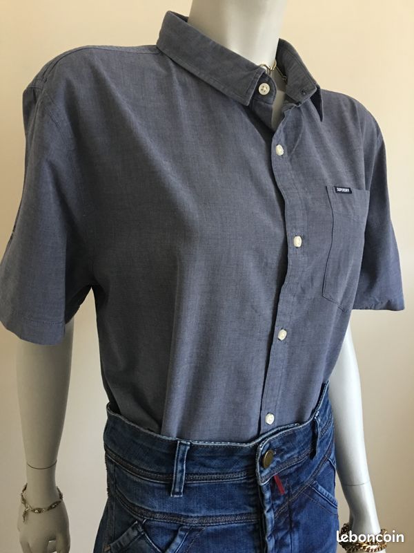 Chemises Superdry Slim Taille XL - Bleu Marine - NEUVES Avec étiquettes
