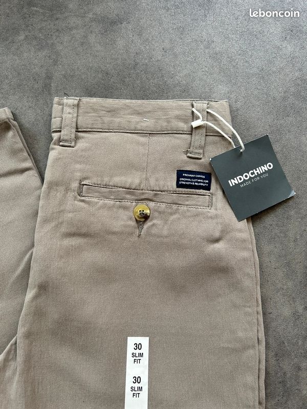 Chino Indochino slim fit beige neuf avec étiquette taille 30 us 40 fr pantalon homme (image 3)