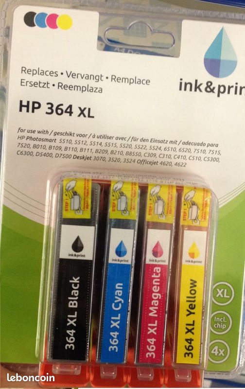 Lot Cartouches Compatible HP 364XL - Pour Imprimantes DeskJet, OfficeJet, Photosmart - Neuf