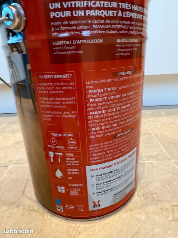Vitrificateur pour parquet V33 Passages Extrêmes satin incolore (image 3)