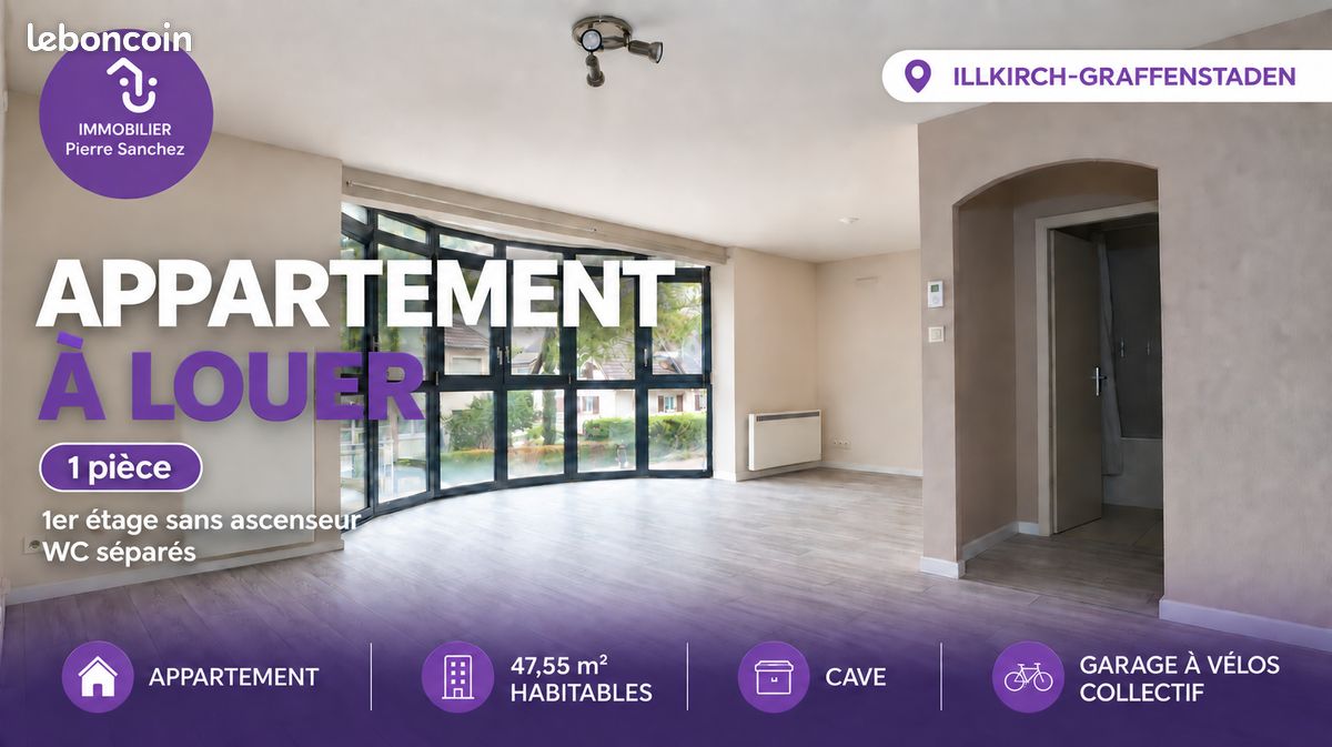Appartement 1 pièce 48 m² · à Illkirch-Graffenstaden · 48 m² · 620 €/mois