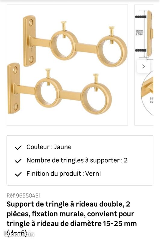 Supports Rideaux C’so Déco – Lot De 2, Métal Blanc