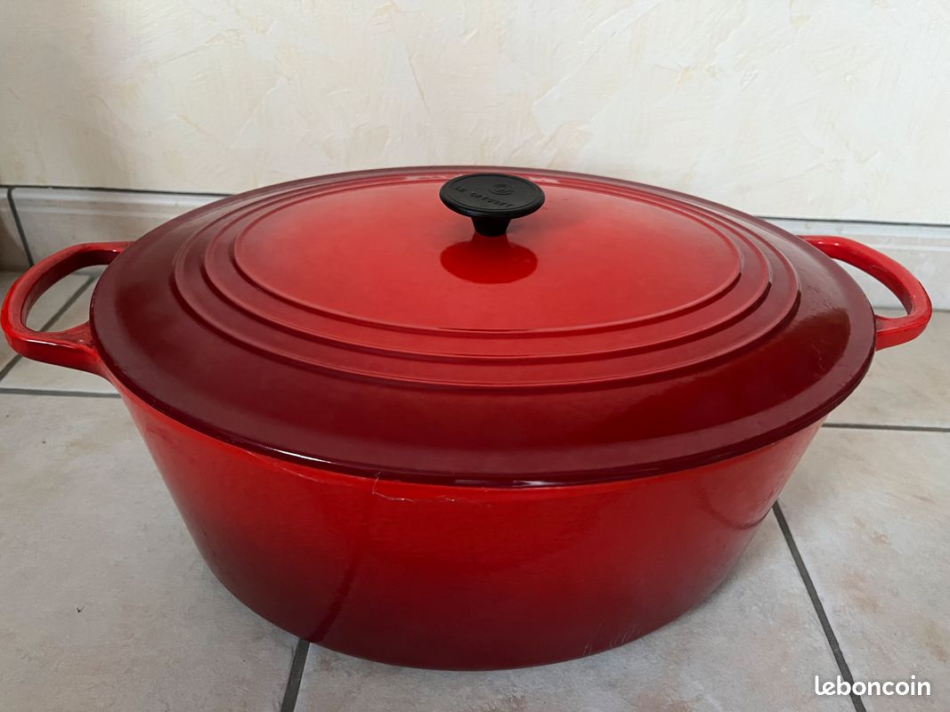 50s Cast Iron Cocotte DOUFEU Cousances France 12 Inches, French Cooking Pot Le Creuset Vintage