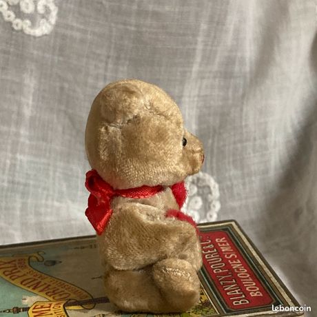 Peluche miniature ancienne articulée ours steiff ? Pour deco poupée ancienne - Collection