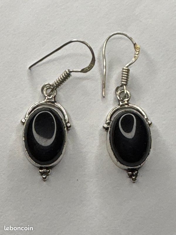 Boucles d’oreilles en onyx et argent (image 3)