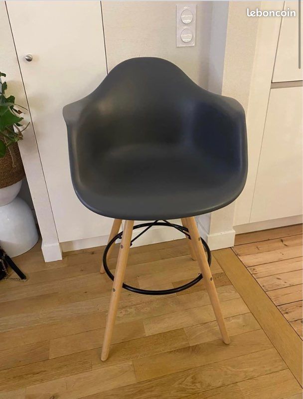 Tabouret bar gris (image 2)