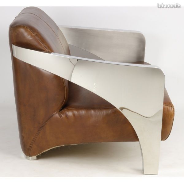 Canapé Cuir et inox nf (image 2)