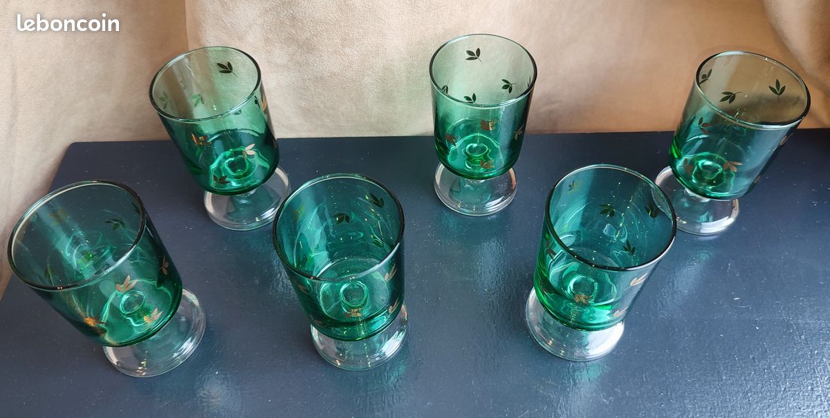 VERRES À LIQUEUR Vintage des Années 60 - Couleur Verte - Verres à Shot EUR 14,00 - FR